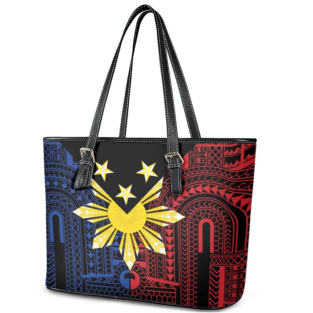 Philippines Sun Star Leather Tote Bag Igorot Tribal Inspiration - Polynesian Pride