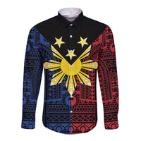 Philippines Sun Star Long Sleeve Button Shirt Igorot Tribal Inspiration - Polynesian Pride