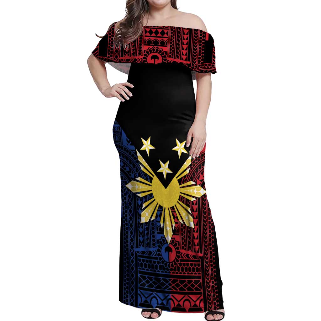 Philippines Sun Star Off Shoulder Maxi Dress Igorot Tribal Inspiration - Polynesian Pride