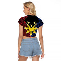 Philippines Sun Star Raglan Cropped T Shirt Igorot Tribal Inspiration - Polynesian Pride