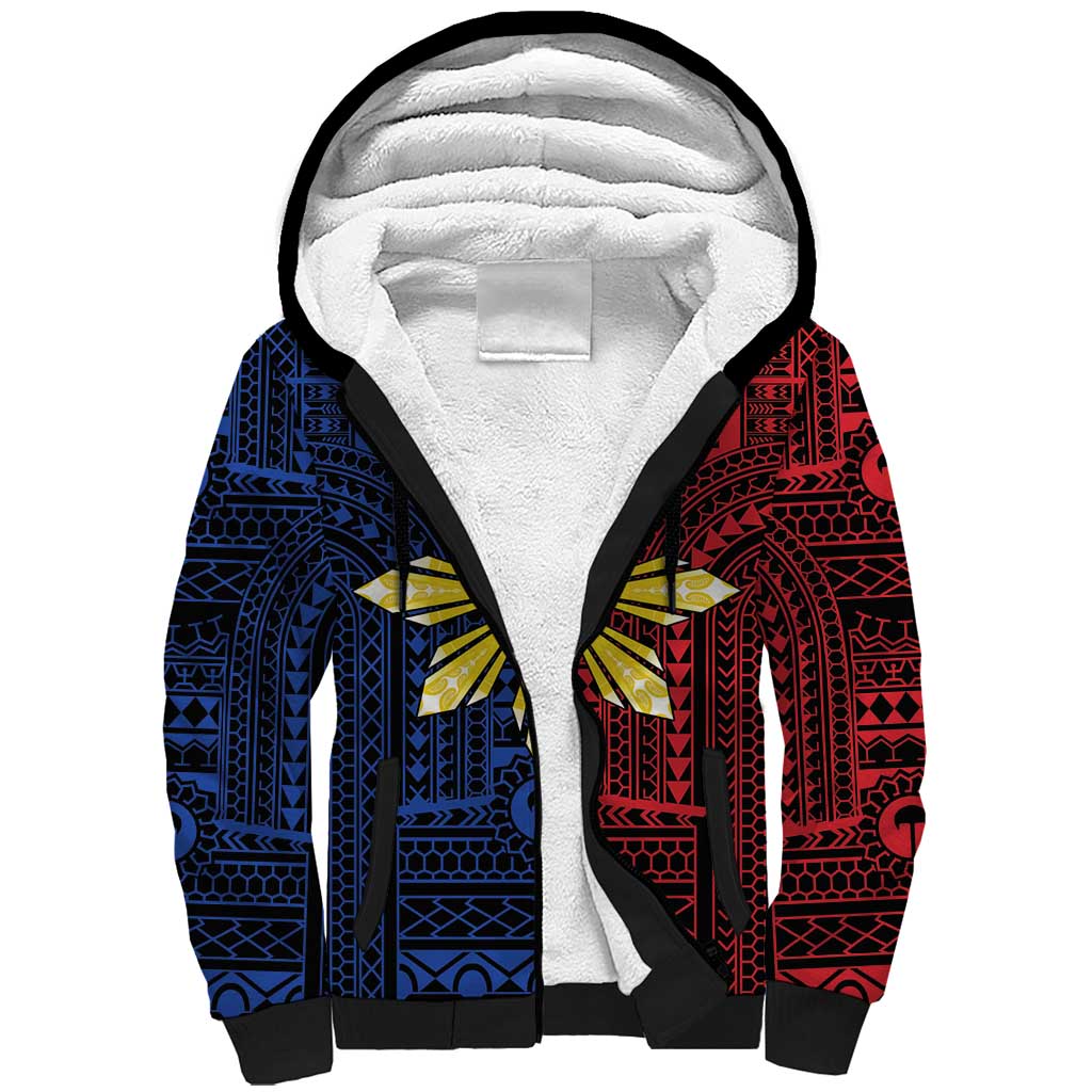 Philippines Sun Star Sherpa Hoodie Igorot Tribal Inspiration - Polynesian Pride