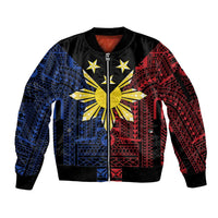 Philippines Sun Star Sleeve Zip Bomber Jacket Igorot Tribal Inspiration - Polynesian Pride