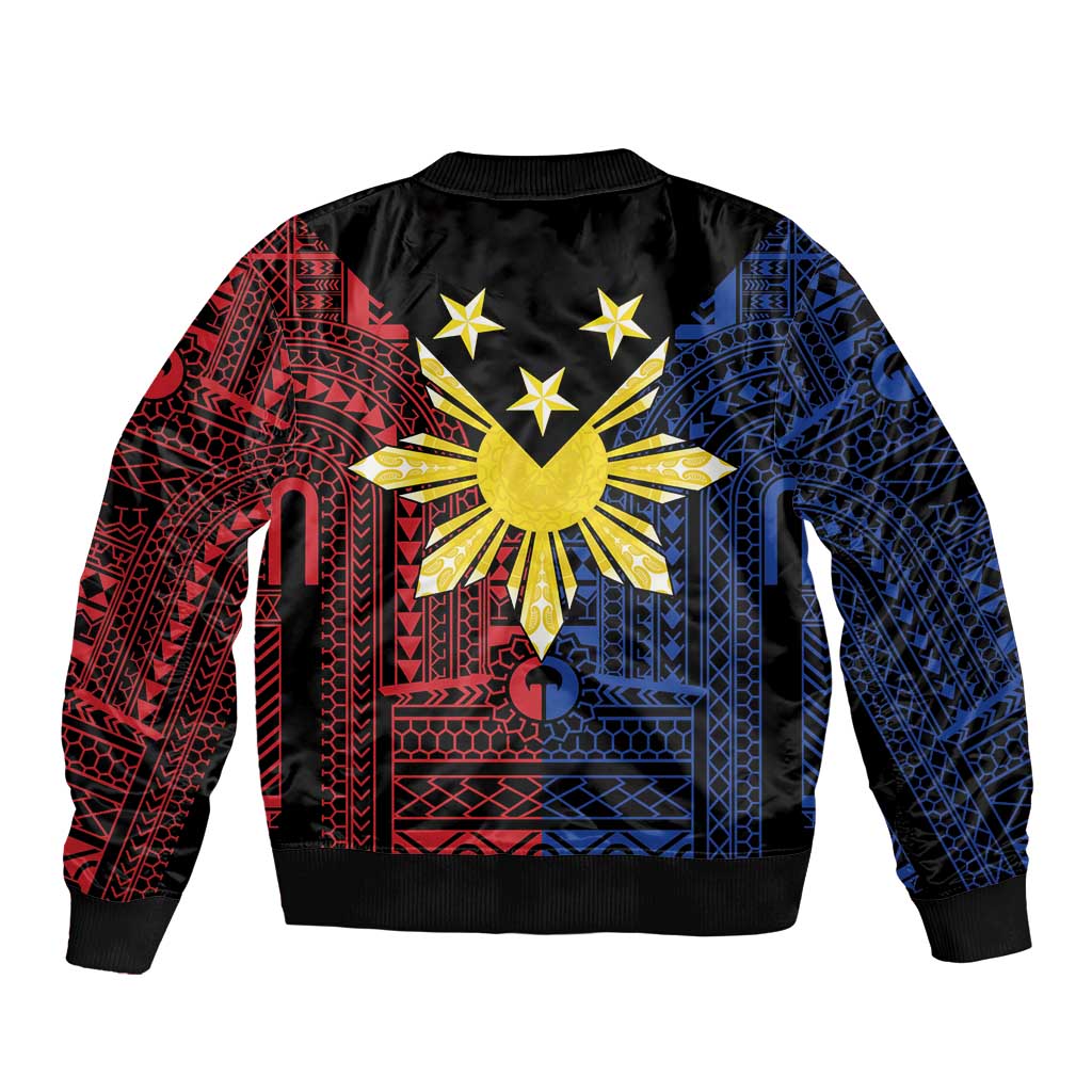 Philippines Sun Star Sleeve Zip Bomber Jacket Igorot Tribal Inspiration - Polynesian Pride