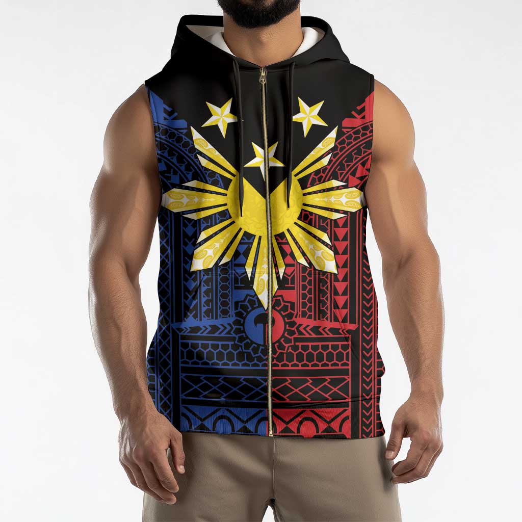 Philippines Sun Star Sleeveless Zip Hoodie Igorot Tribal Inspiration - Polynesian Pride