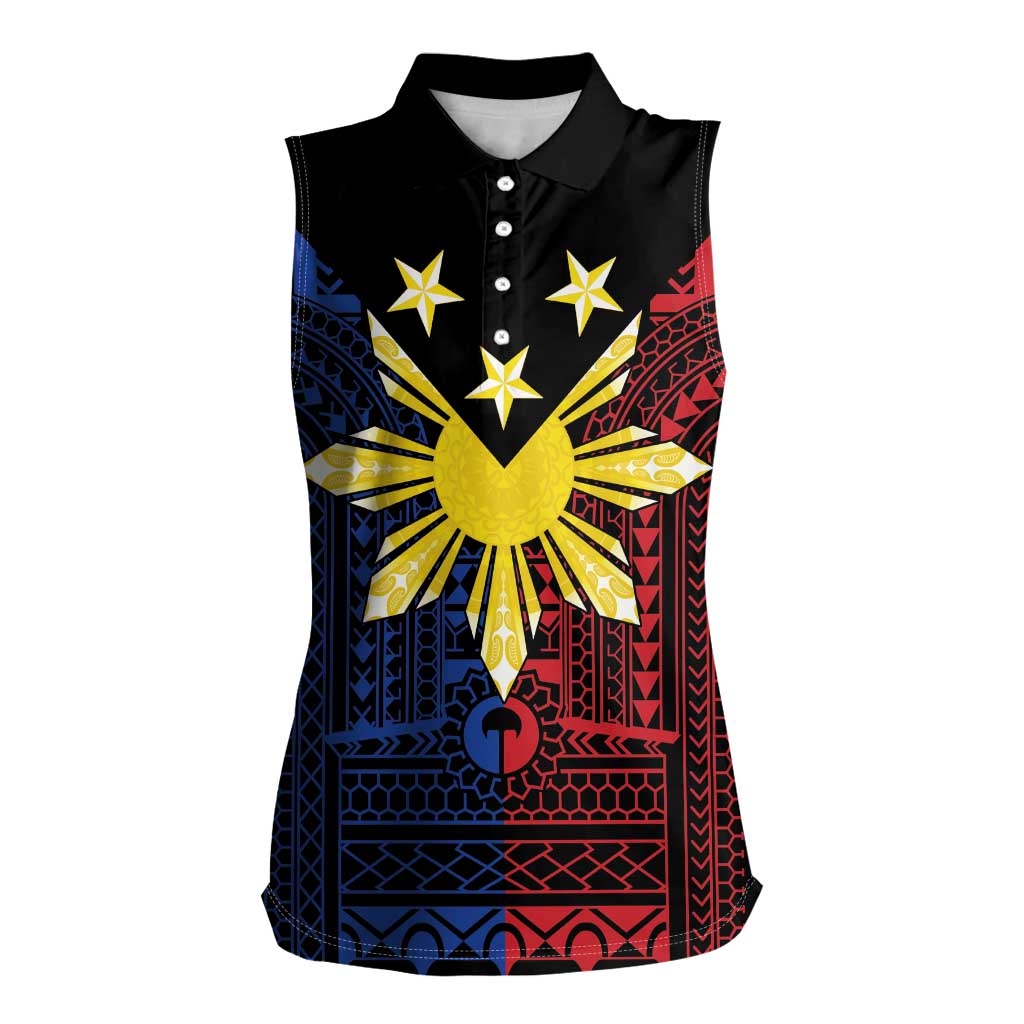 Philippines Sun Star Women Sleeveless Polo Shirt Igorot Tribal Inspiration - Polynesian Pride