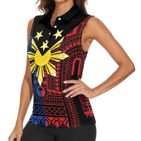 Philippines Sun Star Women Sleeveless Polo Shirt Igorot Tribal Inspiration - Polynesian Pride