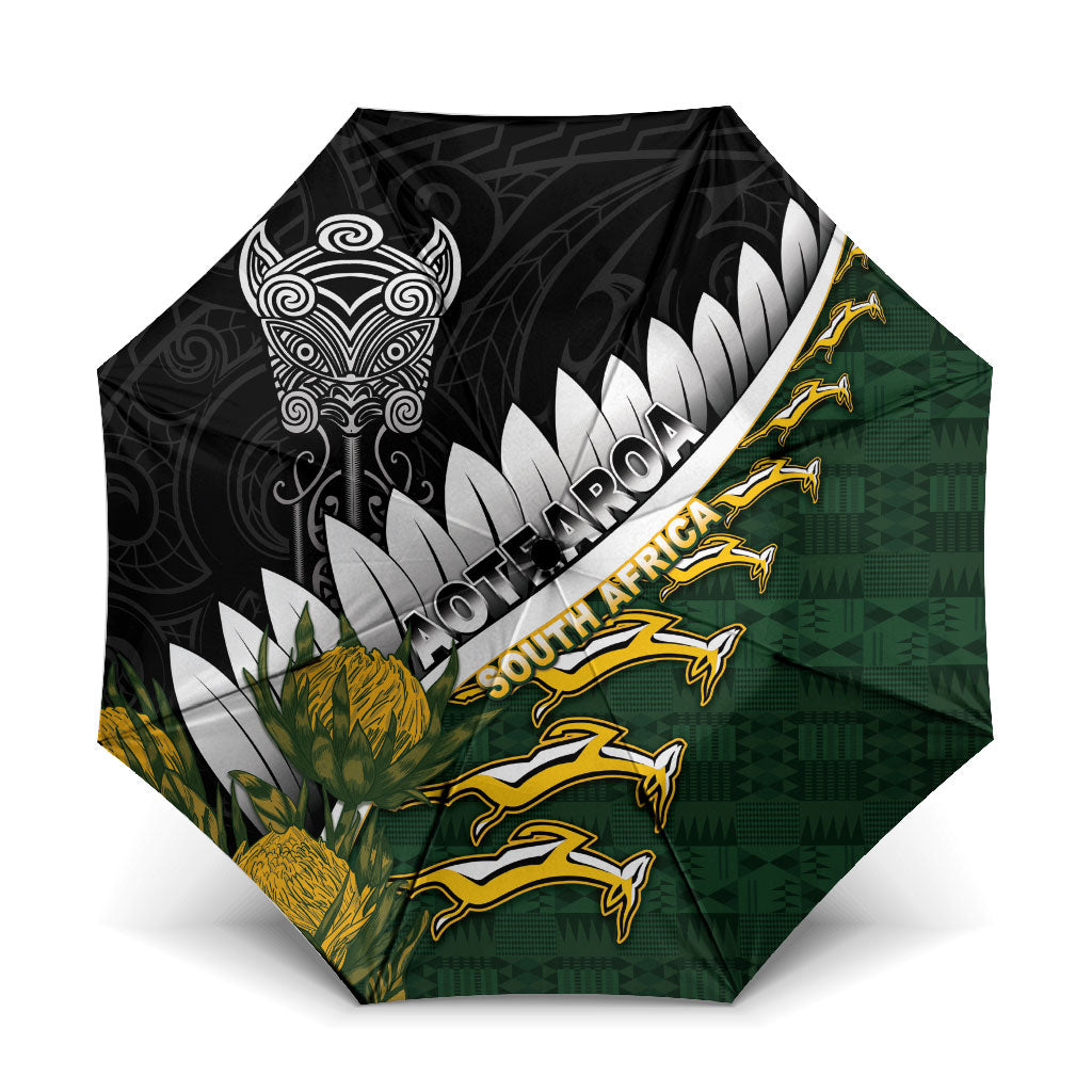 Rugby New Zealand And South Africa Umbrella Silver Fern With Springboks
