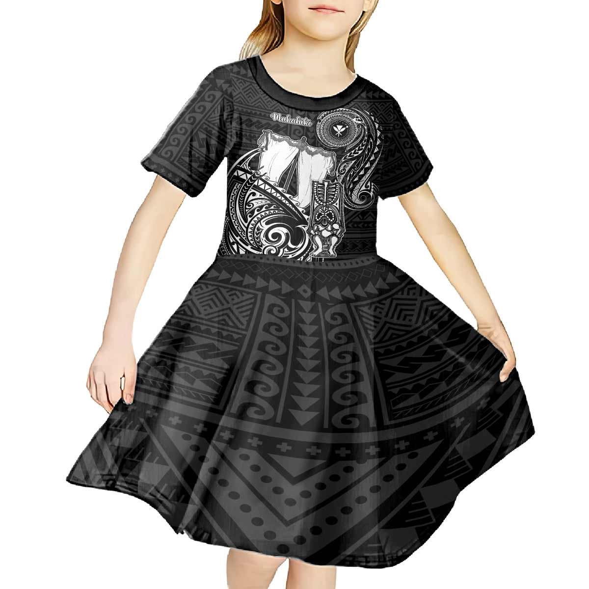 Personalized Hawaii Makahiki Season Kid Short Sleeve Dress Akua Loa Polynesian Pattern LT05 - Polynesian Pride