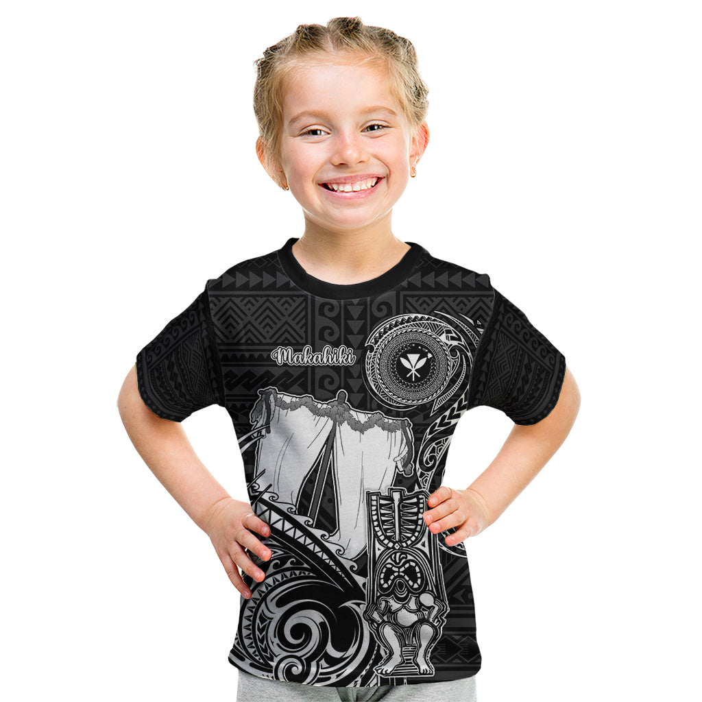 Personalized Hawaii Makahiki Season Kid T Shirt Akua Loa Polynesian Pattern LT05 Black - Polynesian Pride