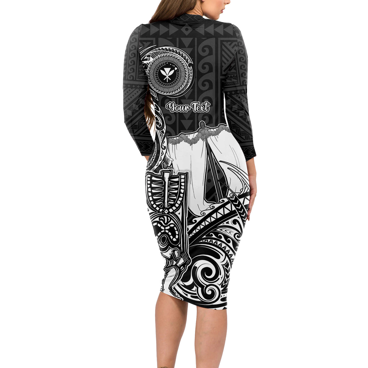 Personalized Hawaii Makahiki Season Long Sleeve Bodycon Dress Akua Loa Polynesian Pattern LT05 - Polynesian Pride