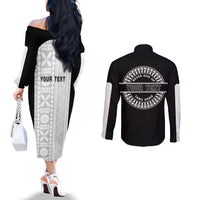 Personalized Fiji Obstacle Race 2023 Couples Matching Off The Shoulder Long Sleeve Dress and Long Sleeve Button Shirts Never Give Up LT05 - Polynesian Pride