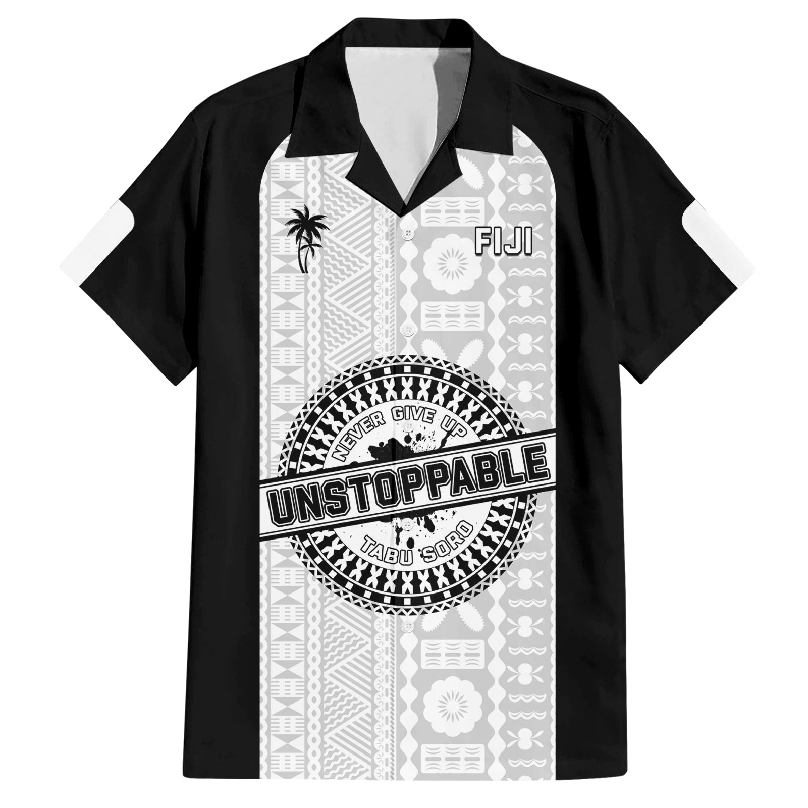Personalized Fiji Obstacle Race 2023 Hawaiian Shirt Never Give Up LT05 Black - Polynesian Pride
