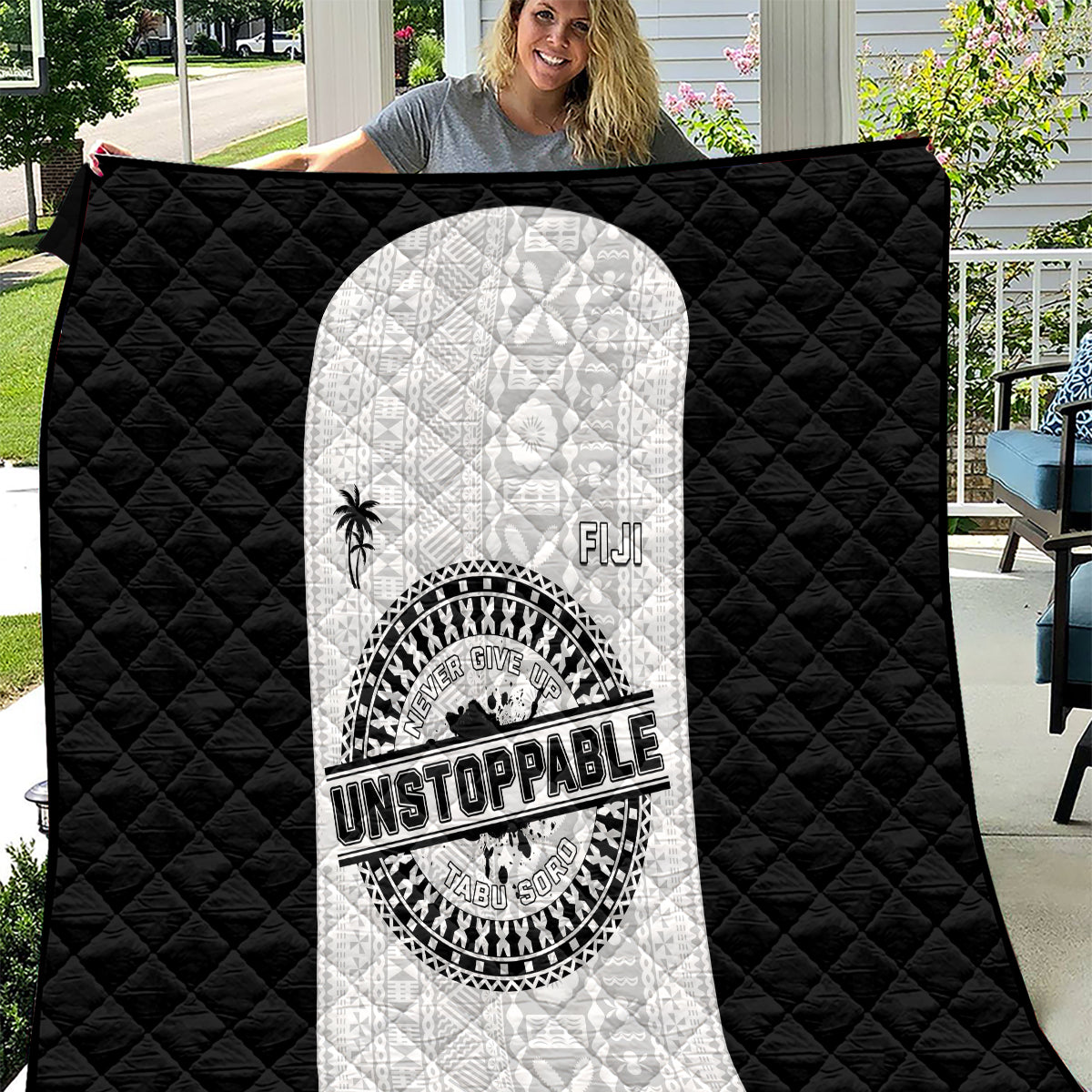 Fiji Obstacle Race 2023 Quilt Never Give Up LT05 Black - Polynesian Pride