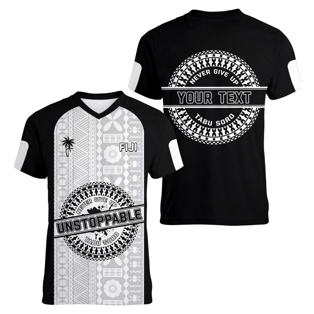 Personalized Fiji Obstacle Race 2023 Women V Neck T Shirt Never Give Up LT05 - Polynesian Pride