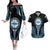 Personalized Fiji Obstacle Race 2023 Couples Matching Off The Shoulder Long Sleeve Dress and Hawaiian Shirt Go Champion LT05 Blue - Polynesian Pride