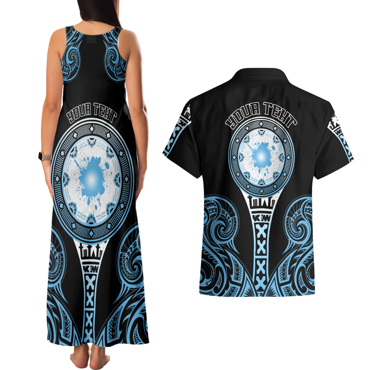 Personalized Fiji Obstacle Race 2023 Couples Matching Tank Maxi Dress and Hawaiian Shirt Go Champion LT05 - Polynesian Pride