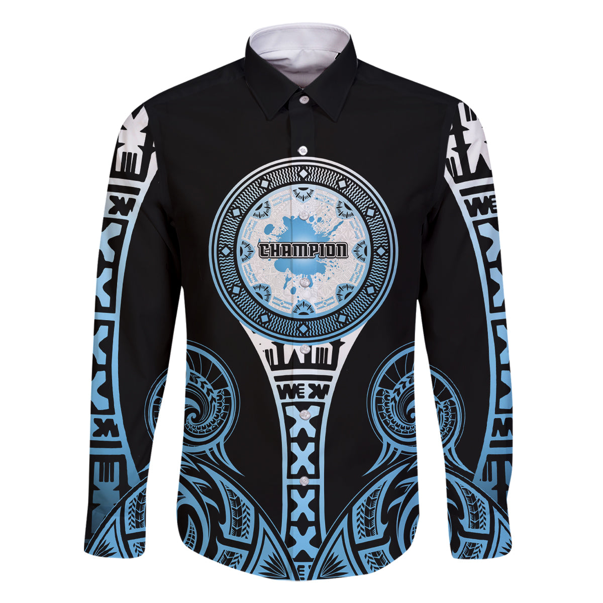 Personalized Fiji Obstacle Race 2023 Family Matching Off Shoulder Short Dress and Hawaiian Shirt Go Champion LT05 Dad's Shirt - Long Sleeve Blue - Polynesian Pride