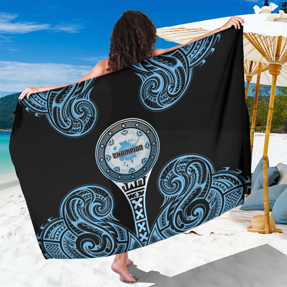 Fiji Obstacle Race 2023 Sarong Go Champion LT05 One Size 44 x 66 inches Blue - Polynesian Pride