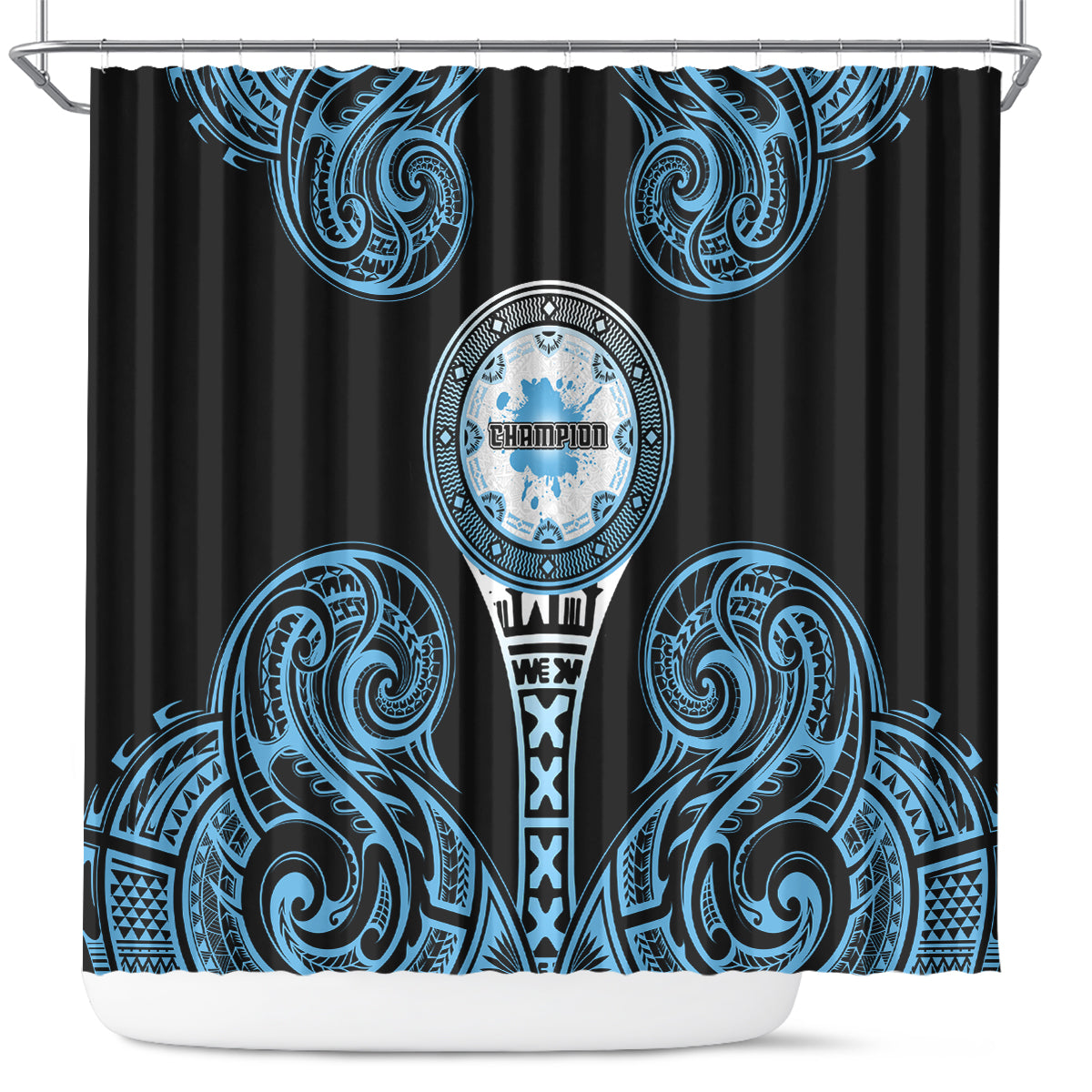 Fiji Obstacle Race 2023 Shower Curtain Go Champion LT05 Blue - Polynesian Pride