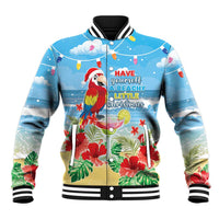 Hawaii Christmas Baseball Jacket Funny Macaw Parrot Tropical Vibe LT05 Unisex Blue - Polynesian Pride