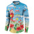 Hawaii Christmas Button Sweatshirt Funny Macaw Parrot Tropical Vibe