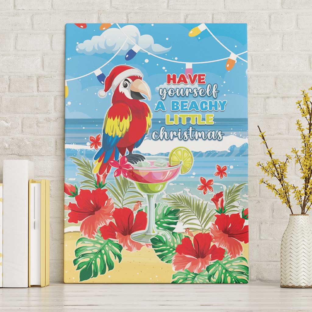 Hawaii Christmas Canvas Wall Art Funny Macaw Parrot Tropical Vibe LT05 Without Frame Blue - Polynesian Pride