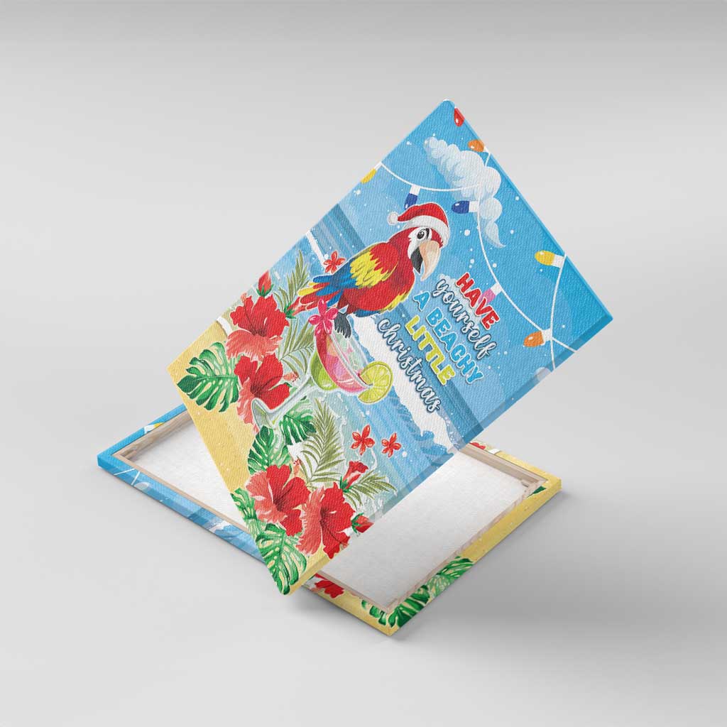 Hawaii Christmas Canvas Wall Art Funny Macaw Parrot Tropical Vibe LT05 With Frame Blue - Polynesian Pride