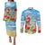 Hawaii Christmas Couples Matching Puletasi and Long Sleeve Button Shirt Funny Macaw Parrot Tropical Vibe