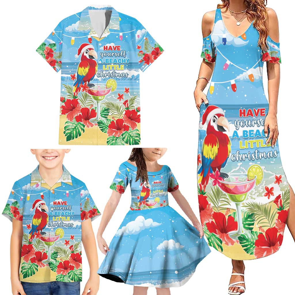 Hawaii Christmas Family Matching Summer Maxi Dress and Hawaiian Shirt Funny Macaw Parrot Tropical Vibe