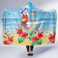 Hawaii Christmas Hooded Blanket Funny Macaw Parrot Tropical Vibe LT05 One Size Blue - Polynesian Pride
