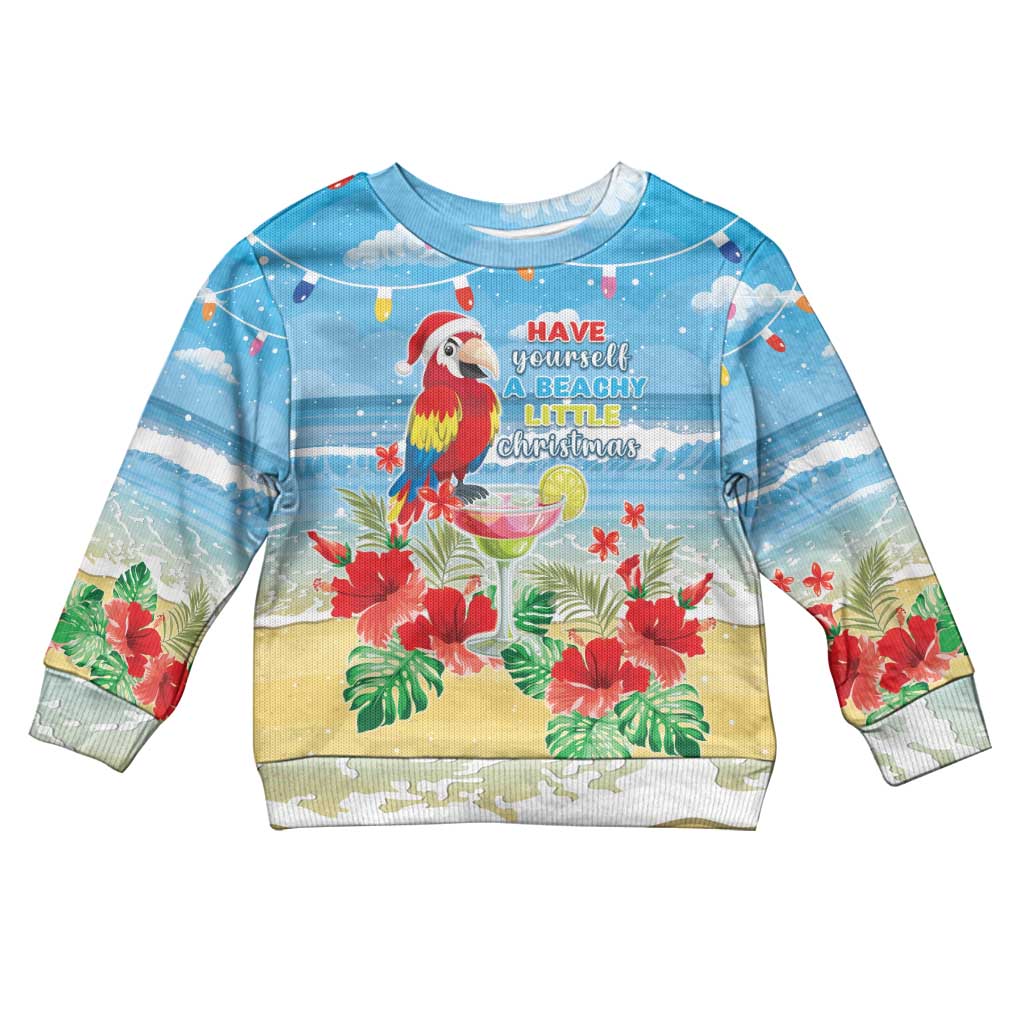 Hawaii Christmas Kid Ugly Christmas Sweater Funny Macaw Parrot Tropical Vibe