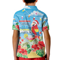 Hawaii Christmas Kid Polo Shirt Funny Macaw Parrot Tropical Vibe