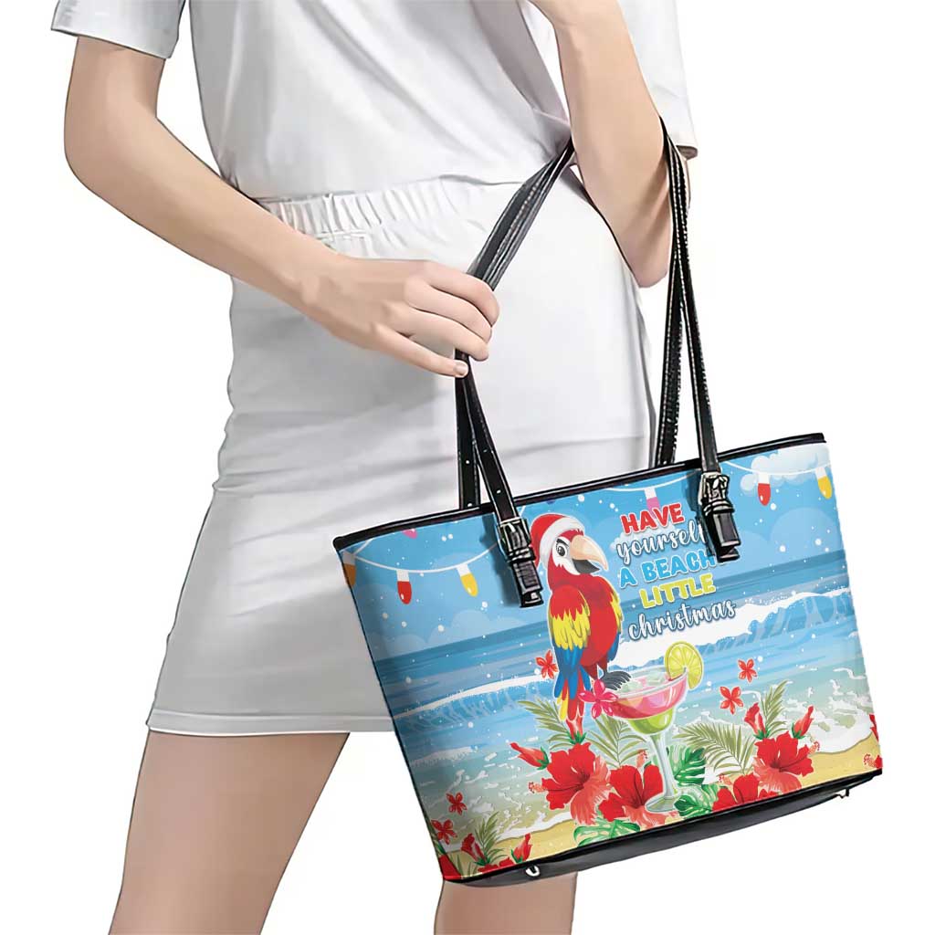 Hawaii Christmas Leather Tote Bag Funny Macaw Parrot Tropical Vibe LT05 - Polynesian Pride