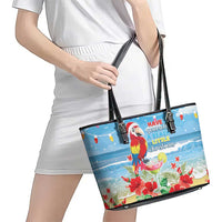 Hawaii Christmas Leather Tote Bag Funny Macaw Parrot Tropical Vibe LT05 - Polynesian Pride
