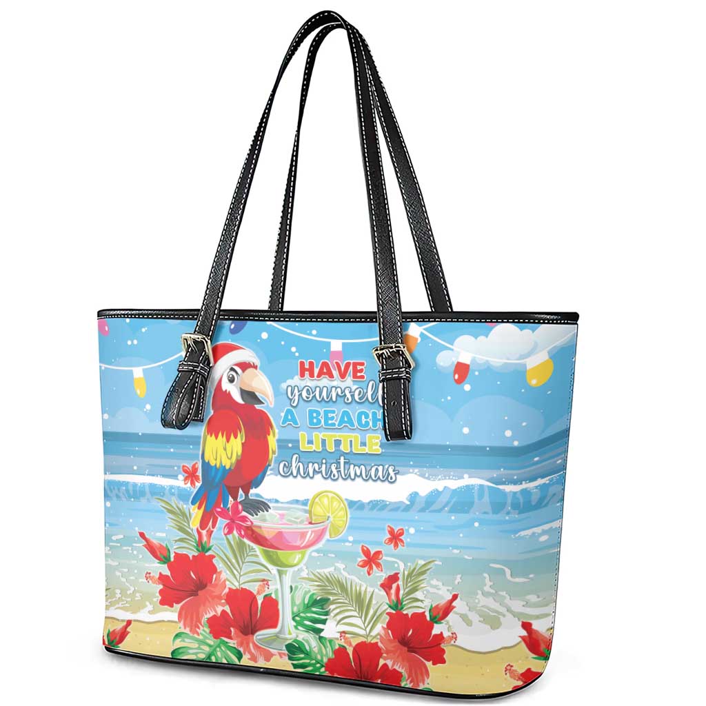 Hawaii Christmas Leather Tote Bag Funny Macaw Parrot Tropical Vibe LT05 - Polynesian Pride