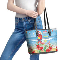 Hawaii Christmas Leather Tote Bag Funny Macaw Parrot Tropical Vibe LT05 - Polynesian Pride