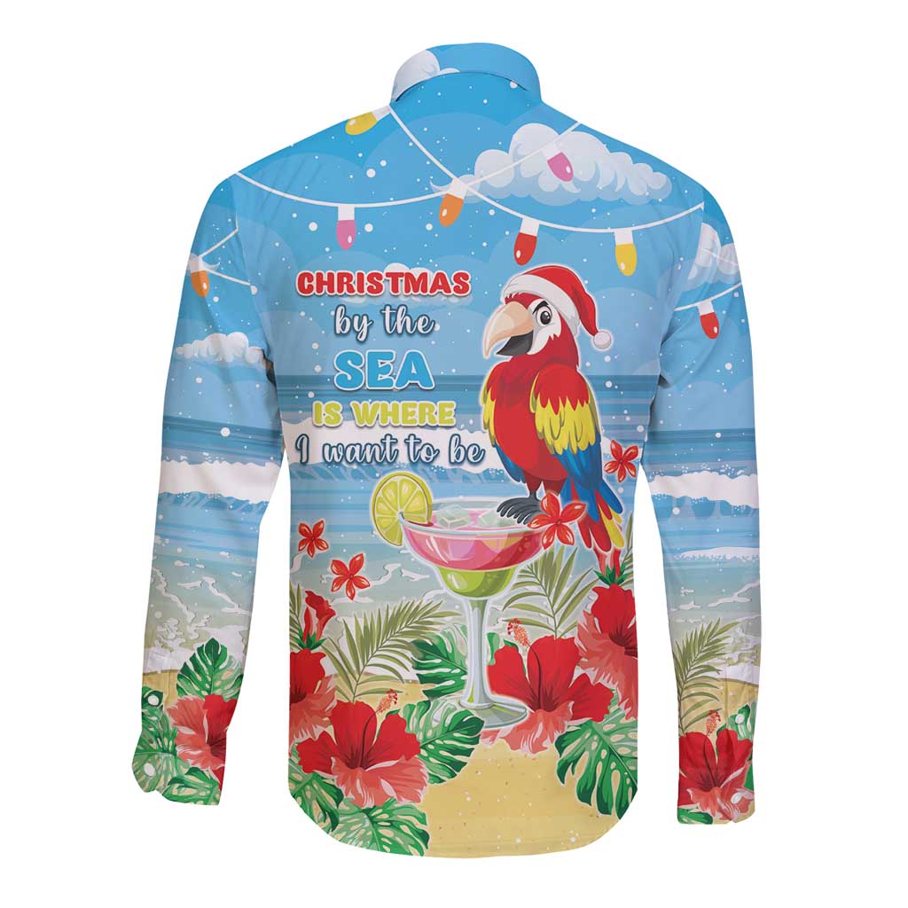 Hawaii Christmas Long Sleeve Button Shirt Funny Macaw Parrot Tropical Vibe LT05 - Polynesian Pride