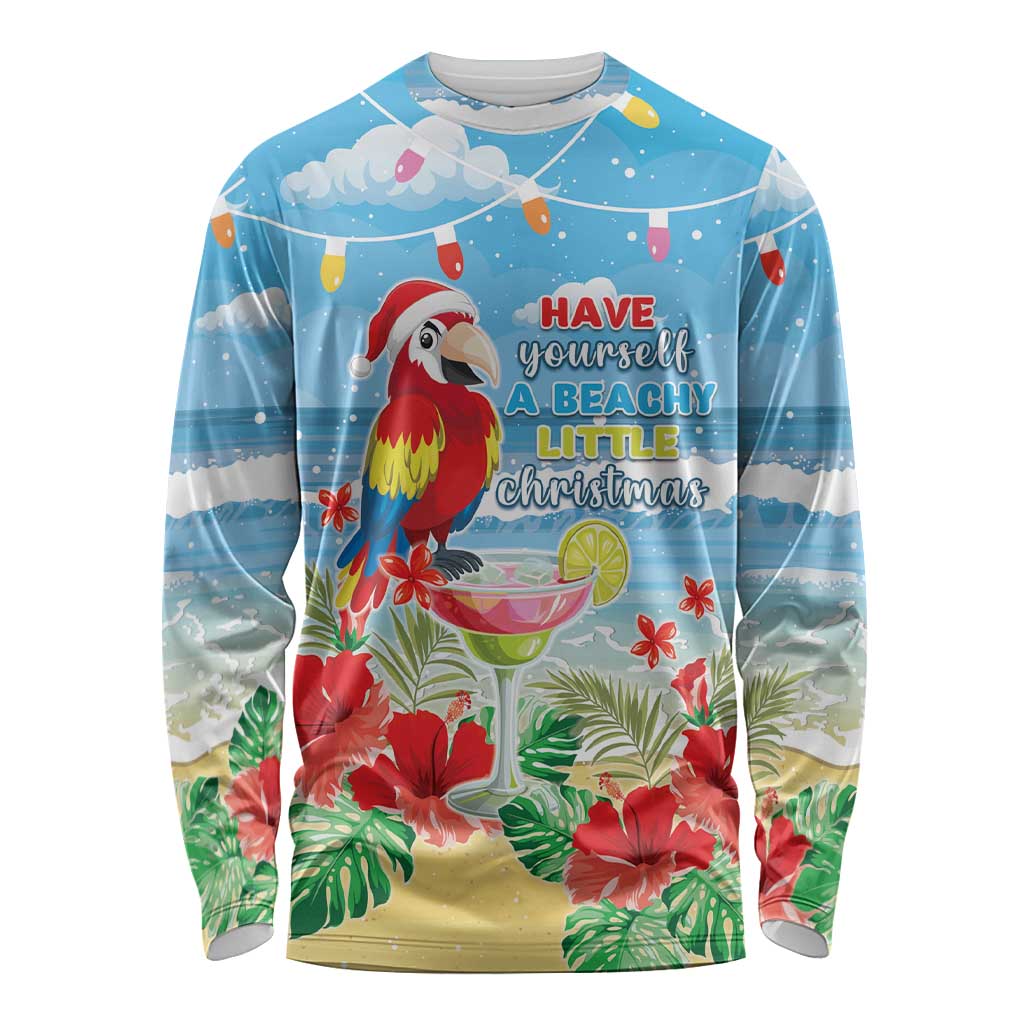 Hawaii Christmas Long Sleeve Shirt Funny Macaw Parrot Tropical Vibe