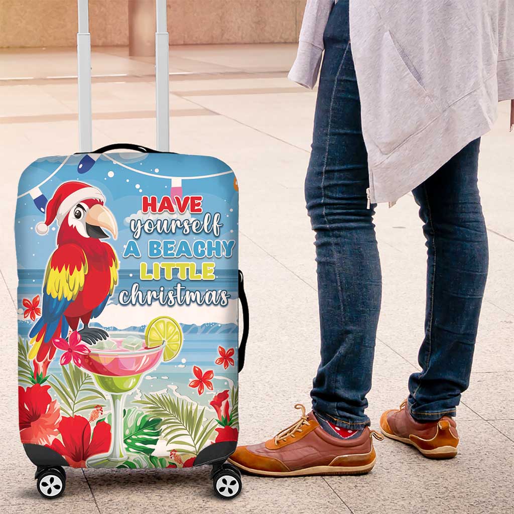 Hawaii Christmas Luggage Cover Funny Macaw Parrot Tropical Vibe