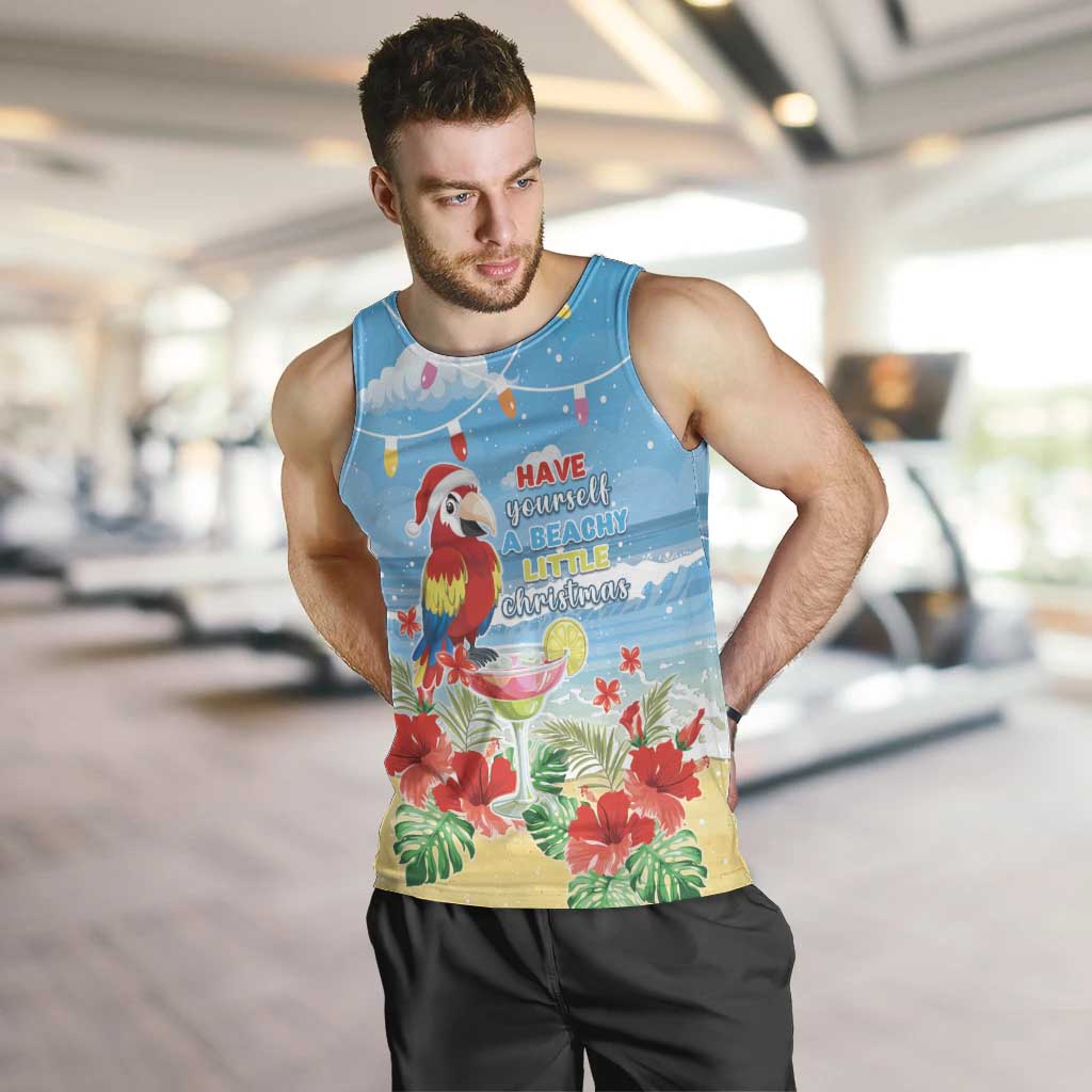 Hawaii Christmas Men Tank Top Funny Macaw Parrot Tropical Vibe