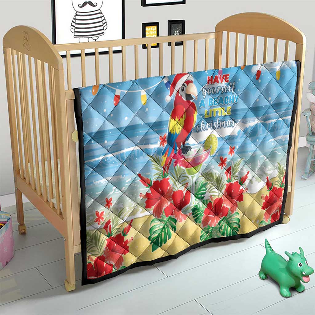 Hawaii Christmas Quilt Funny Macaw Parrot Tropical Vibe