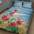 Hawaii Christmas Quilt Bed Set Funny Macaw Parrot Tropical Vibe