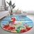 Hawaii Christmas Round Carpet Funny Macaw Parrot Tropical Vibe