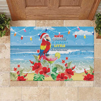 Hawaii Christmas Rubber Doormat Funny Macaw Parrot Tropical Vibe LT05 Blue - Polynesian Pride
