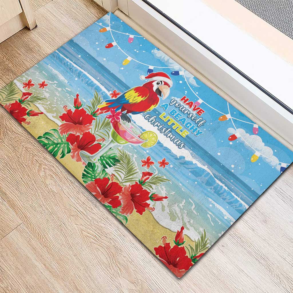 Hawaii Christmas Rubber Doormat Funny Macaw Parrot Tropical Vibe LT05 - Polynesian Pride