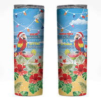 Hawaii Christmas Skinny Tumbler Funny Macaw Parrot Tropical Vibe