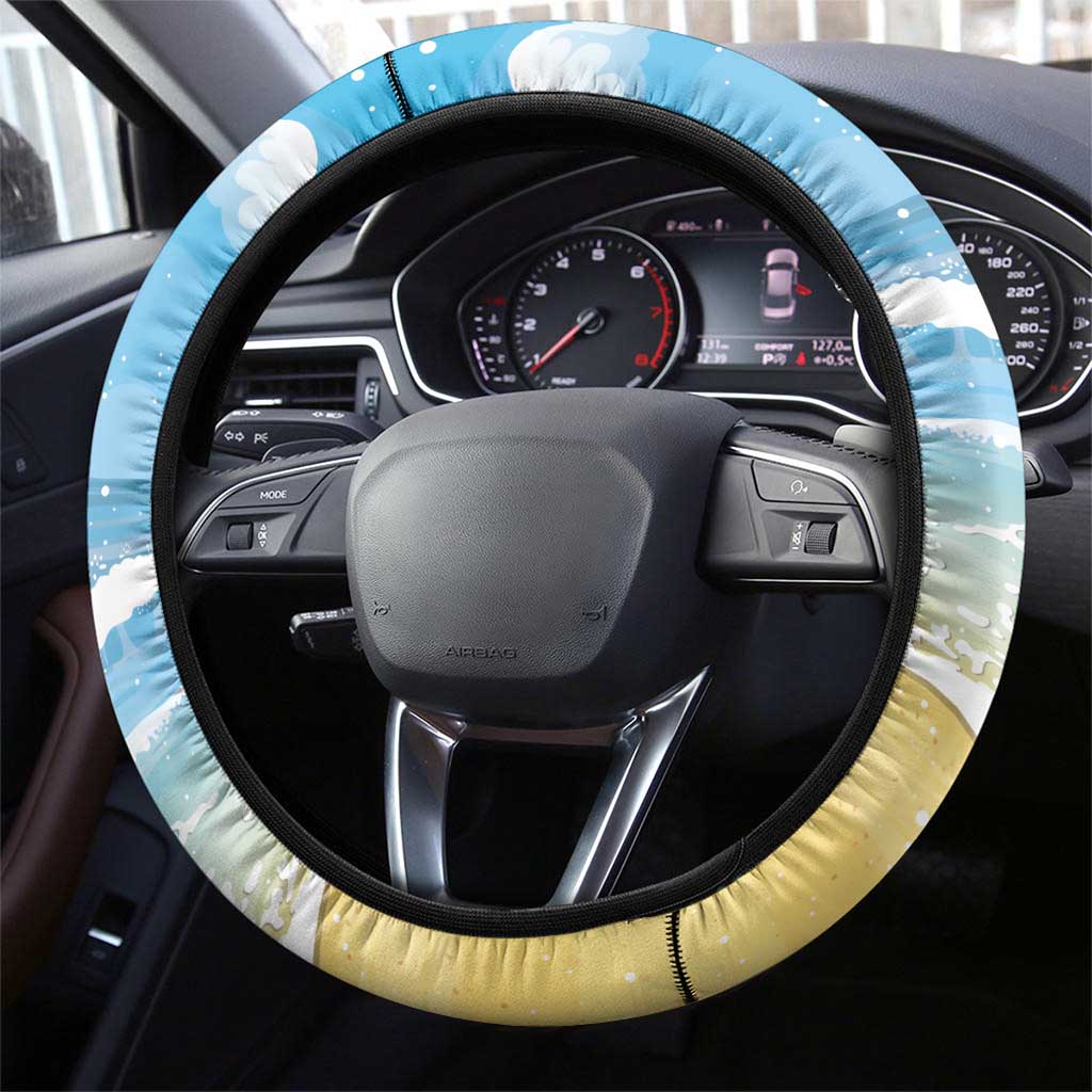 Hawaii Christmas Steering Wheel Cover Funny Macaw Parrot Tropical Vibe