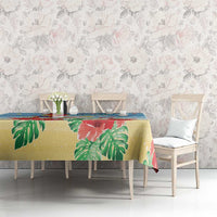 Hawaii Christmas Tablecloth Funny Macaw Parrot Tropical Vibe