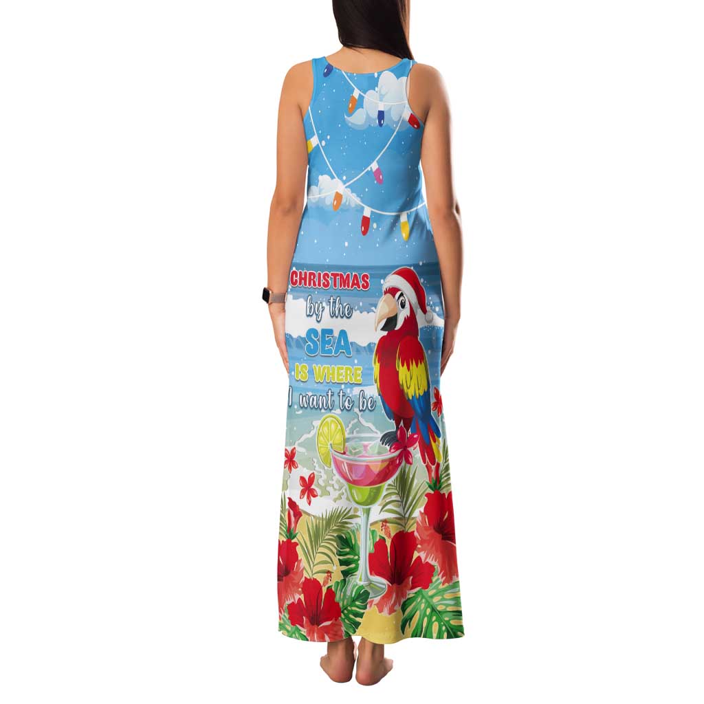 Hawaii Christmas Tank Maxi Dress Funny Macaw Parrot Tropical Vibe LT05 - Polynesian Pride