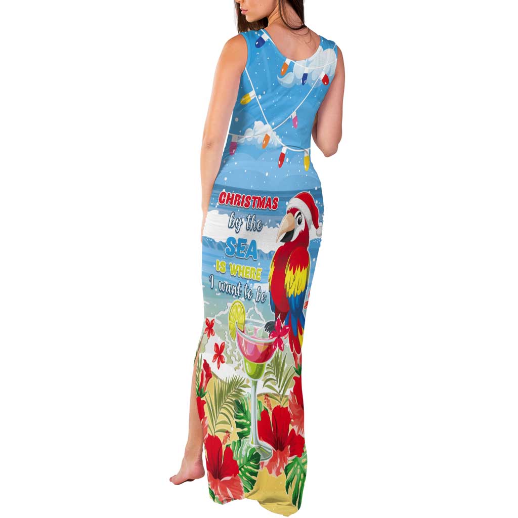 Hawaii Christmas Tank Maxi Dress Funny Macaw Parrot Tropical Vibe LT05 - Polynesian Pride